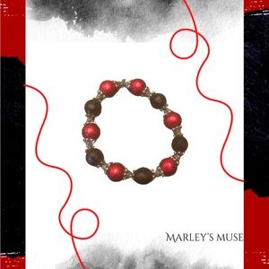 Red and Black Spherical Beaded Bracelet